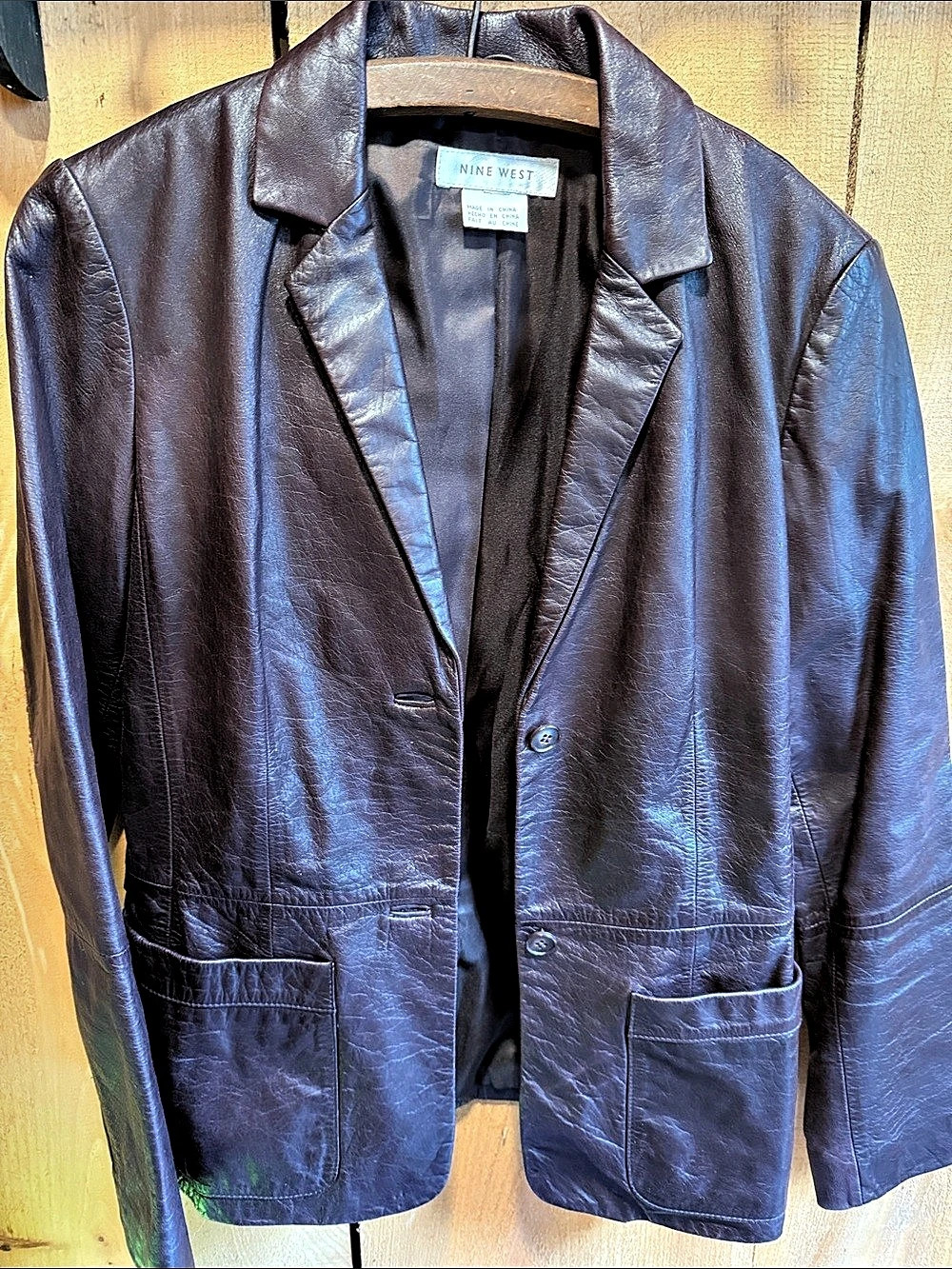 Nine West Leather Blazer Jacket in Brown